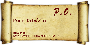 Purr Orbán névjegykártya